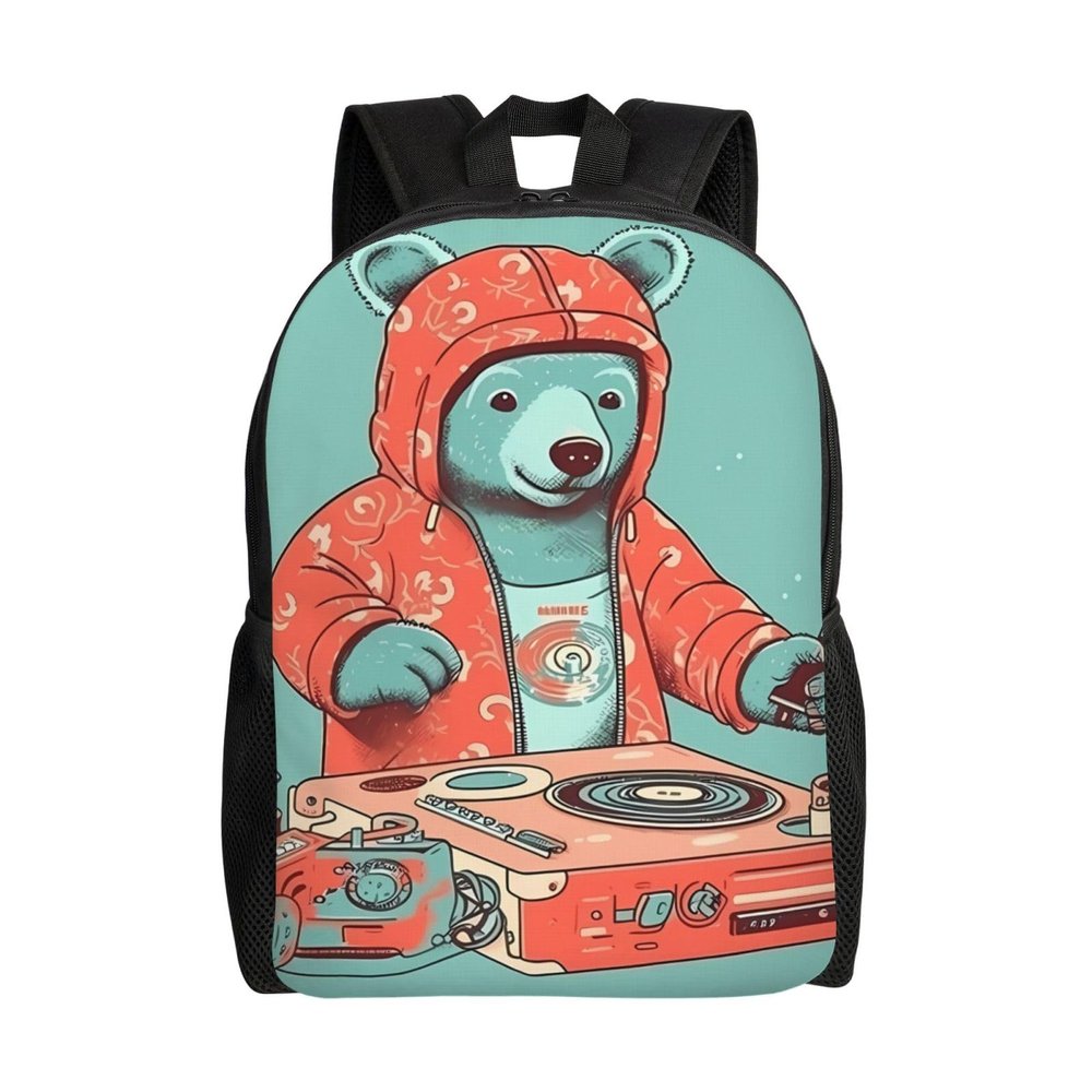 DJUETRUI Backpack for Men Women Lightweight Travel Backpack Bear Who Likes to Make Music Carry On Backpack Laptop Backpack Casual Daypack