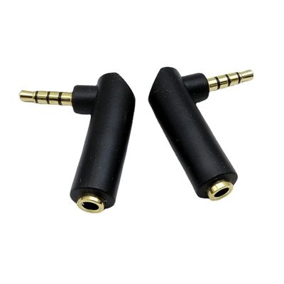 2Pcs L-Type 3.5mm 4-Pole Audio Adapter Male to Female 90 Degree Right Angle Gold-Plated for Game Controller, Speaker