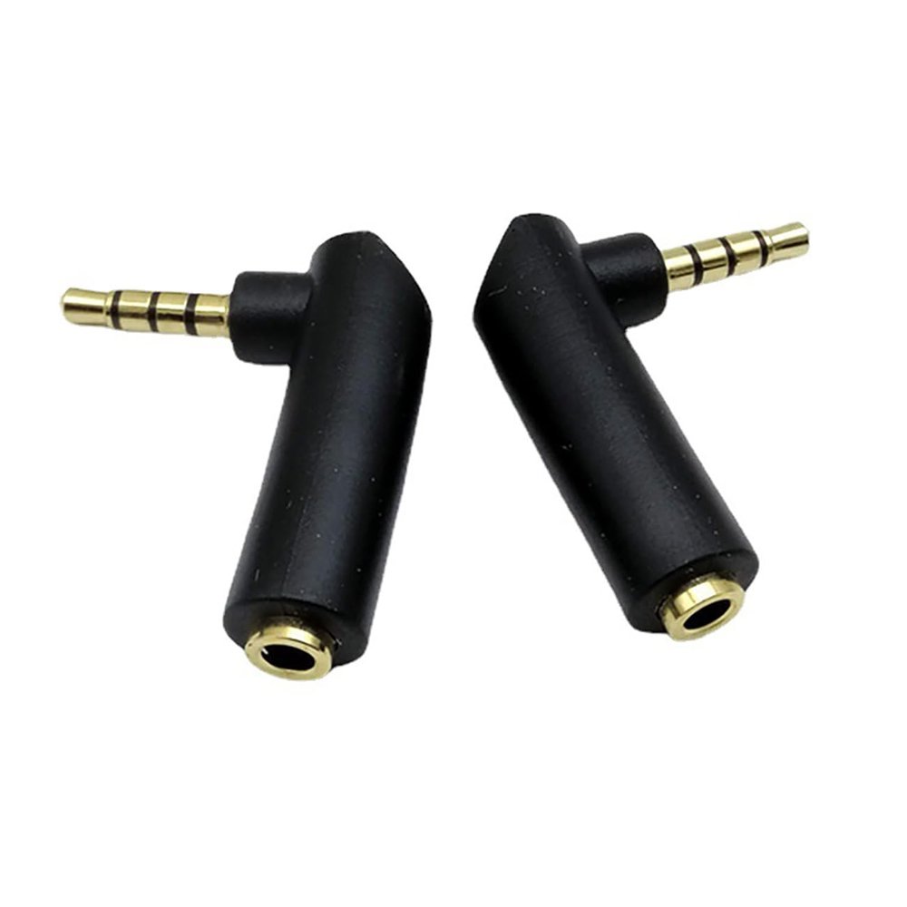 2Pcs L-Type 3.5mm 4-Pole Audio Adapter Male to Female 90 Degree Right Angle Gold-Plated for Game Controller, Speaker