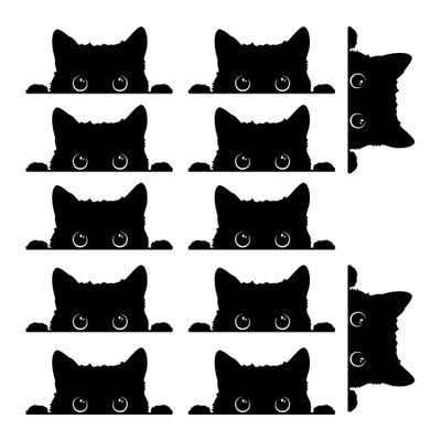 12PCS Vinyl Waterproof Cat Car Stickers - Peeking Sneaky Black Cat Decals for Cars, Laptops, Phones, Books, Water Bottles, Windows, Walls - Durable 2-inch Vinyl Stickers for Personalized Decoration