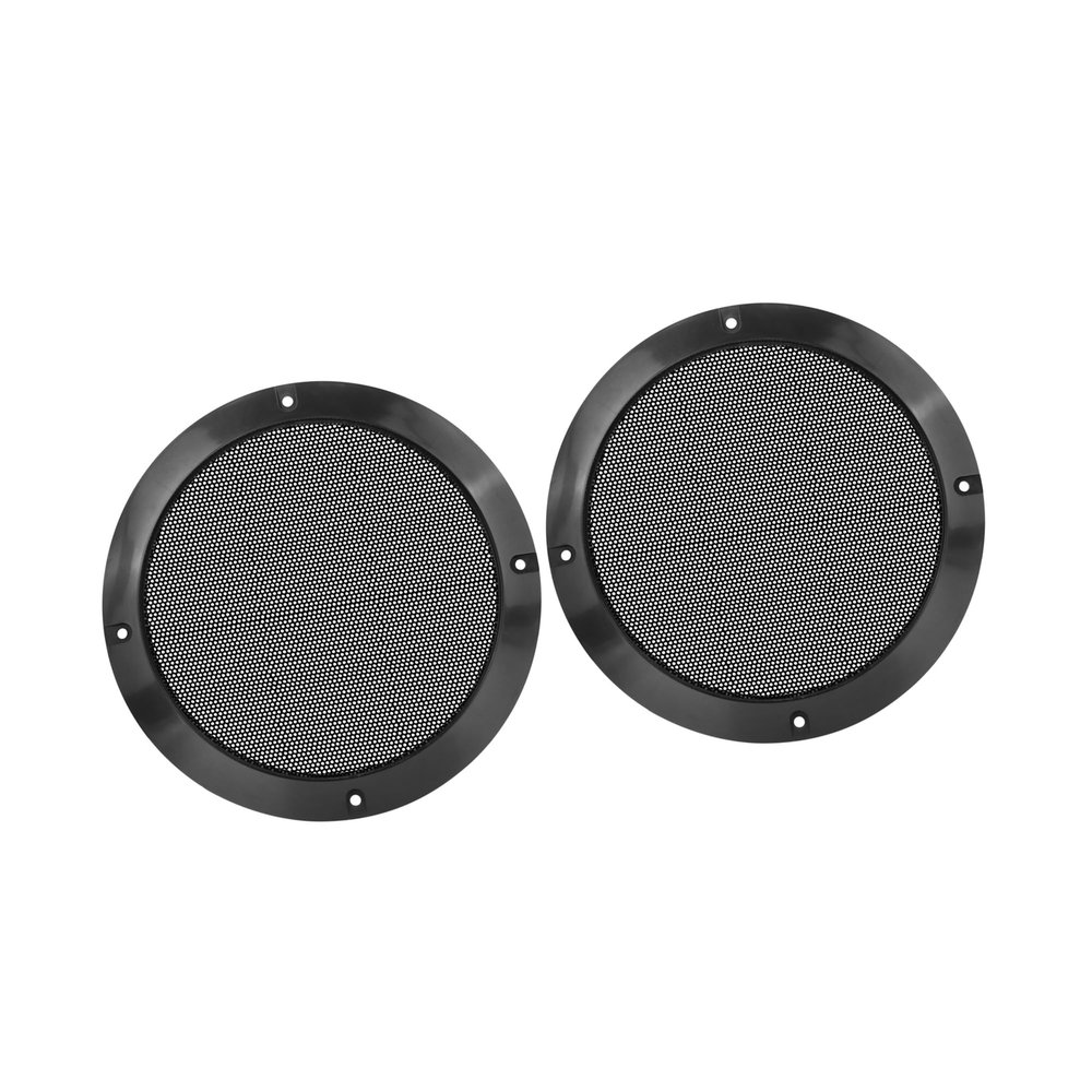 A ABSOPRO 2pcs 6.5 Inch Metal Glossy Audio Speaker Cover Mesh Subwoofer Grill Horn Guard Decorative Circle Grille Protector Black for Car Item Replacement