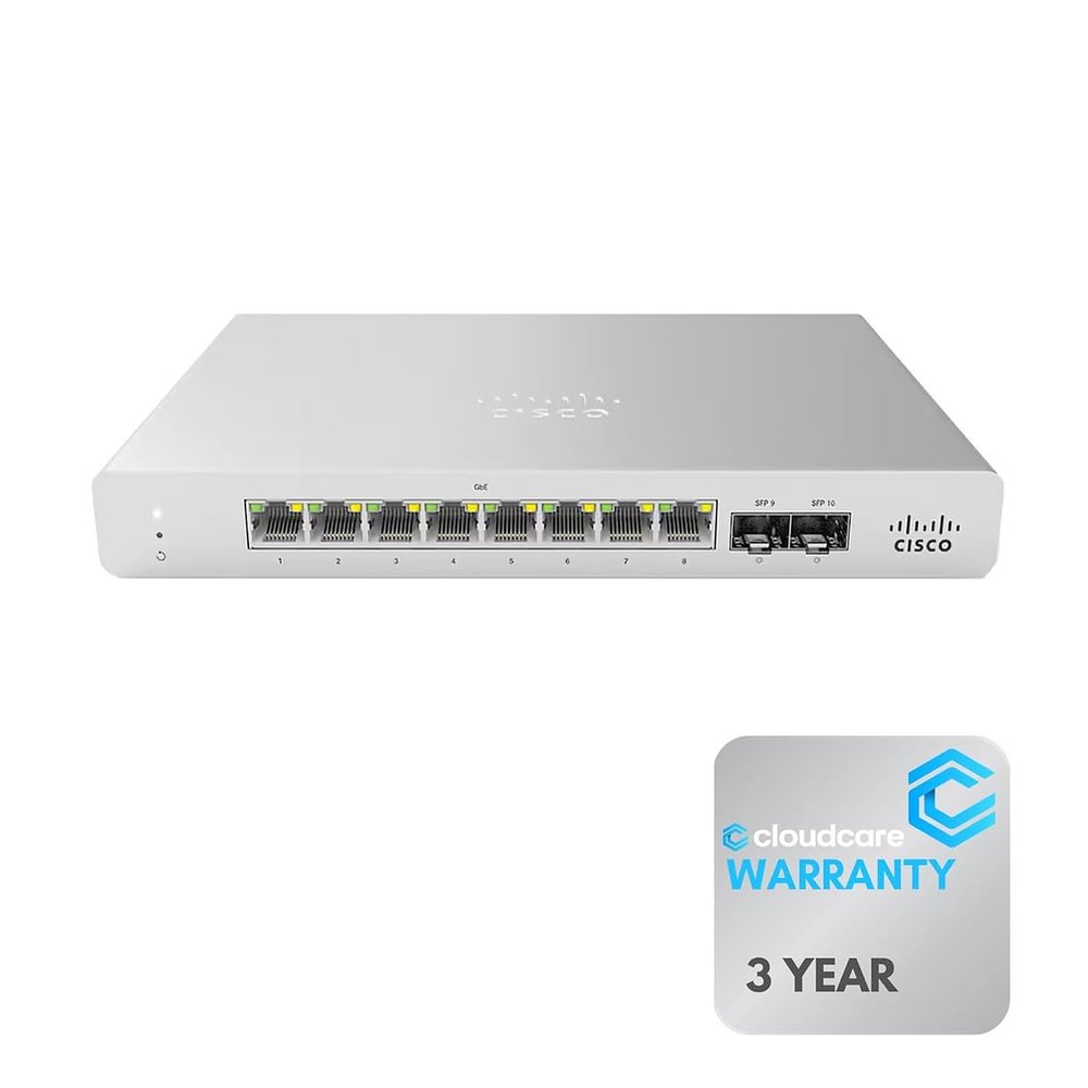 MS120-8LP-HW Meraki MS120-8LP 8 Port PoE Cloud Managed Switch (MS120-8LP-HW) | Desktop or Wall Mountable | Stay Protected with Cloud Care's 3 Year Warranty (No Meraki License Included)