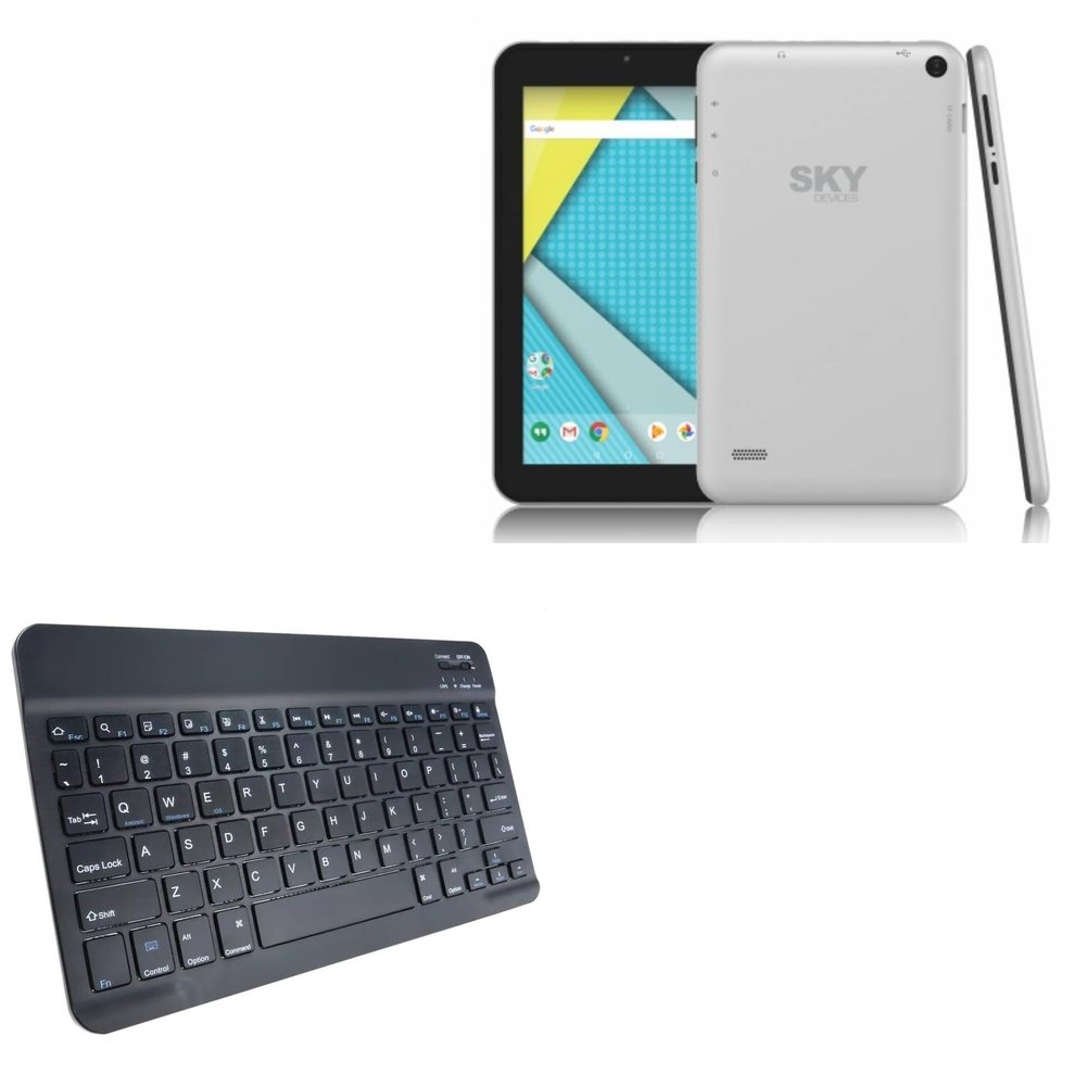 BoxWave Keyboard Compatible with Sky Devices Sky Vision 2 - SlimKeys Bluetooth Keyboard, Portable Thin with Chiclet-Style Keys - Jet Black