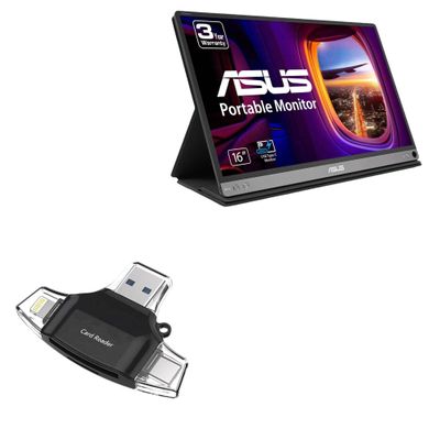 BoxWave Smart Gadget Compatible with ASUS ZenScreen Portable USB Monitor (MB16AC) (15.6 in) - AllReader SD Card Reader, microSD Card Reader SD Compact USB - Jet Black