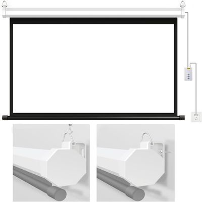 Motorized Projection Screen Outdoor/Indoor HD Movie Screen Wall/Ceiling Mount with Remote Control(Aspect Ratio 16:9)