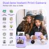 Kids Camera Instant Print, Dual-Lens 48MP Digital Camera for Christmas Birthday Gifts, 1080P Selfie Instant Cameras for Kids with 32GB Card, Print Digital Cameras for Girls Boys-Purple view 2