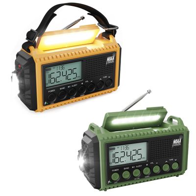 Emergency Radio, Solar Hand Crank Weather Radio Battery Portable AM/FM/Shortwave/NOAA Radio with Time Display,Flashlight, Reading Lamp, Phone Charger,SOS Alert,Headphone Jack for Home Emergency