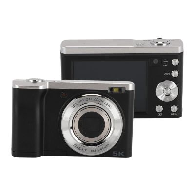 5K Digital Camera, 16MP Front 12MP Rear Autofocus Vlogging Camera with Retractable Lens, 2.4in 10x Optical Zoom Digital Point and Shoot Camera for Travel Party