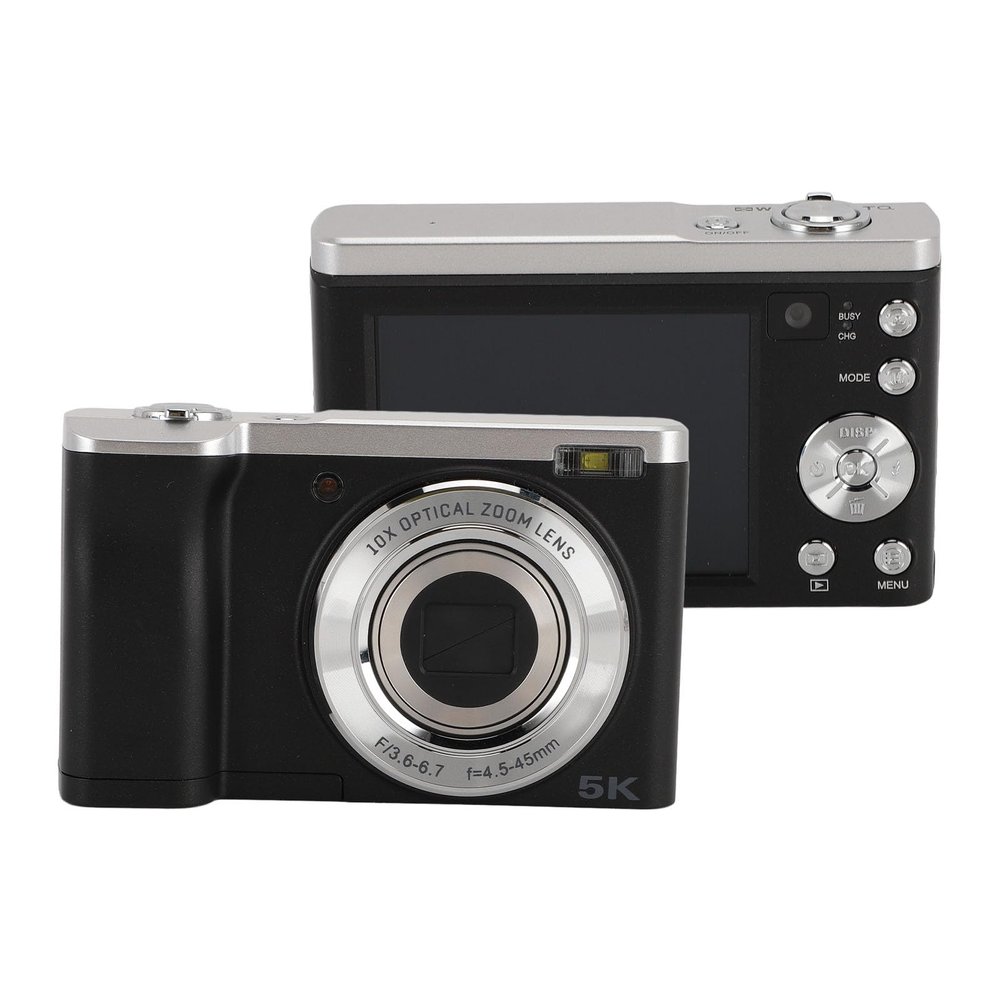 5K Digital Camera, 16MP Front 12MP Rear Autofocus Vlogging Camera with Retractable Lens, 2.4in 10x Optical Zoom Digital Point and Shoot Camera for Travel Party
