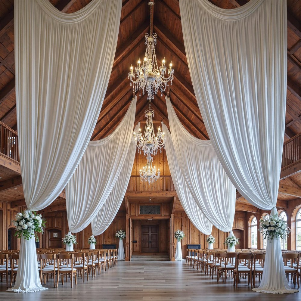10ft15ft Wrinkle Free White Backdrop Curtain for Wedding Parties, 2 Panels 15 ft Long White Curtains Photo Backdrop Drapes Back Drop Cloth for Birthday Photography Background