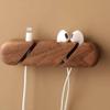 Black Walnut Solid Wood Desktop Solid Wire Data Cable Finishing Fixed Headphone Cable Clamp Line Storage Cable Manager Hub, USB Cable Bracket for Wall, Car, Office, Bedside Table (Brown, Small) view 3