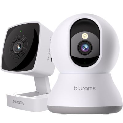 blurams 2K Security Camera Bundle Set, Indoor Camera and PTZ Pet Camera w/Motion Tracking, 2-Way Audio, IR Night Vision, Siren, Compatible with Alexa