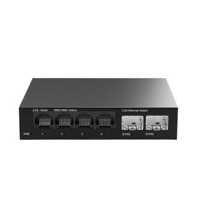 BAISULI Business Ethernet switches 2.5GbE Switch 2.5GBASE-T 4 Port 2.5G RJ45 with 2 Port 10G SFP(E+U Adapter)
