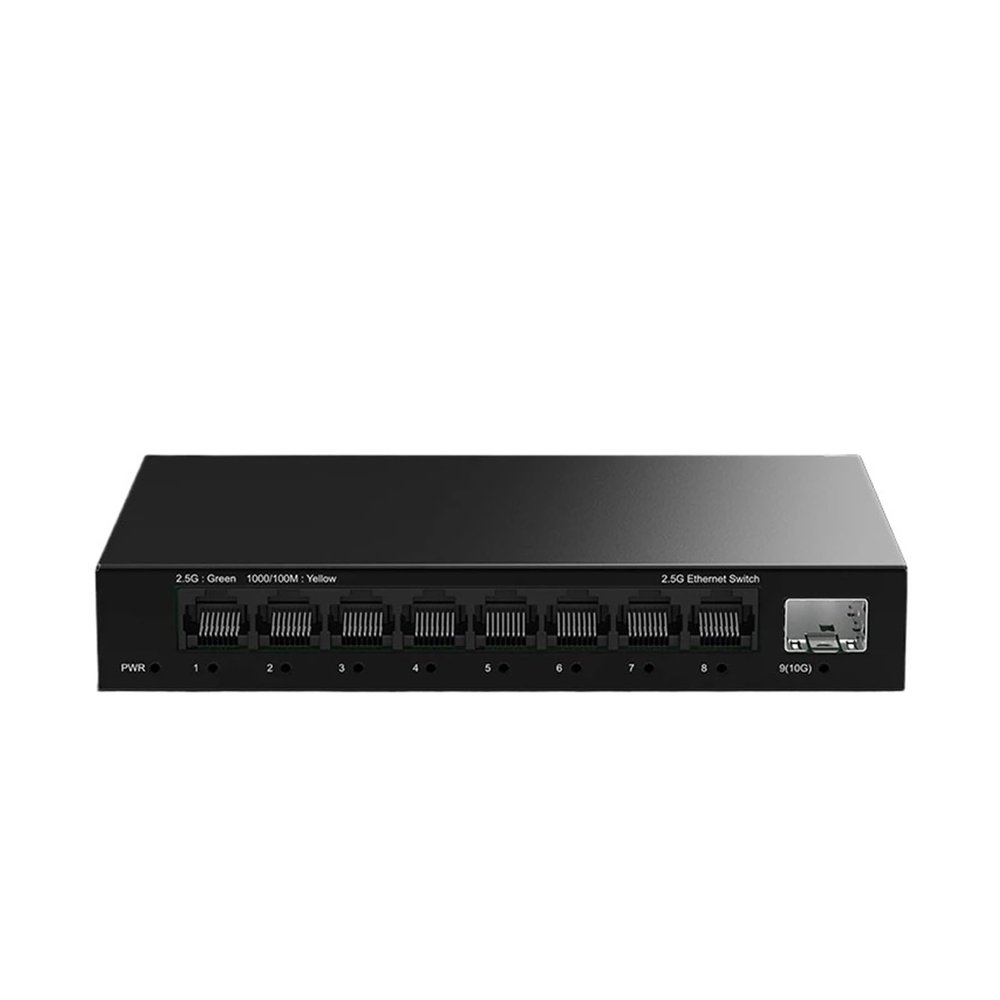 BAISULI Business Ethernet switches 2.5GbE Unmanaged Ethernet Switch 8 Port 2.5GBASE-T Network Switch with 10G SFP+ Port Play Fanless Homelab Switch(E+U Adapter)