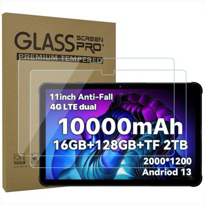 AKNICI 2-Pack Tempered Glass Screen Protector for UMIDIGI Active T1 Tablet 11 Inch, Ultra Clear Transparency Anti-Scratch 9H Hardness