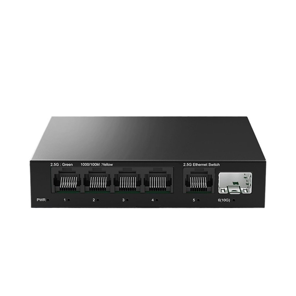 BAISULI Business Ethernet switches 2.5G Switch 5 Port 2500Mbps Network Switch with 10G SFP+ Auto(E+U Adapter)