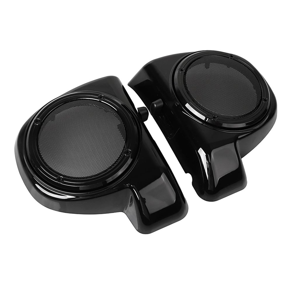 XMMT Vivid Black 6.5" Speakers Glove Box w/Black Speaker Grills Cover Fit for Harley Touring Lower Vented Fairing Street Glide Electra Glide Ultra-Classic 2014-2023