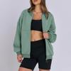 FMCHICO pink sweatshirt Women's Oversized Full Zip Up Sweatshirts Jacket 2024 Fall Fleece Long Sleeve Hoodies Outfit view 3