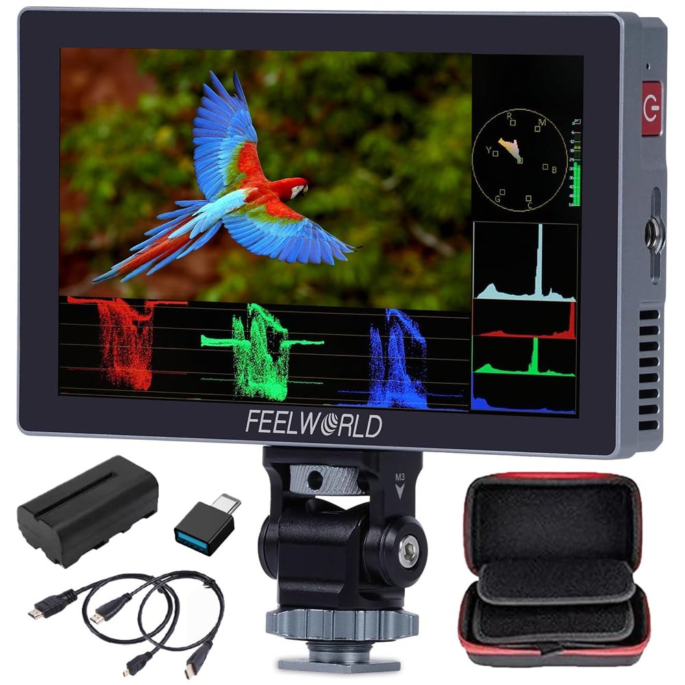 FEELWORLD P6X 5.5 Inch Aluminium Camera Field Monitor Touch Screen 4K HDMI with Waveform HDR, 1000nit, 160 Wide Viewing, 3D LUTs for Film,Video,Live Streaming