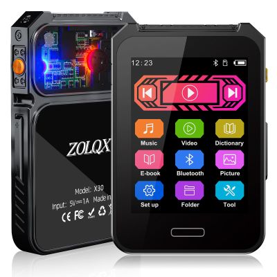 64GB Mp3 Player Bluetooth 5.3 with 2.4" Full Touch Screen,ZOLQX Portable Digital Music Player with Speaker,FM Radio, HiFi Lossless Sound, Voice Recording e-Book, Support up to 128GB (Black)