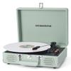 MANGOSTAN Record Player 3 Speed Bluetooth Portable Suitcase, Vinyl Phonograph with Built-in Bass & Speakers, Belt-Driven LP Player Support AUX-in RCA Line Out Headphone Jack, Green view 1