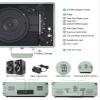MANGOSTAN Record Player 3 Speed Bluetooth Portable Suitcase, Vinyl Phonograph with Built-in Bass & Speakers, Belt-Driven LP Player Support AUX-in RCA Line Out Headphone Jack, Green view 3