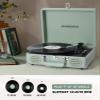 MANGOSTAN Record Player 3 Speed Bluetooth Portable Suitcase, Vinyl Phonograph with Built-in Bass & Speakers, Belt-Driven LP Player Support AUX-in RCA Line Out Headphone Jack, Green view 4