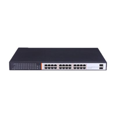 BAISULI Business Ethernet switches 24 Port 10/100/1000M Unmanaged PoE Switch with 2 Gigabit SFP Port IEEE802.3af/at