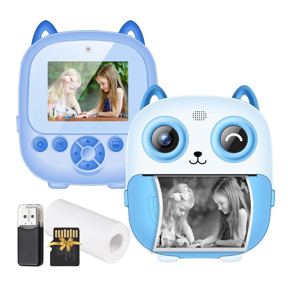 Andoer 1080P Kids Instant Print Camera Digital Camera for Kids Digital Video Camera Dual Lens 2.4 Inch IPS Screen with 32GB TF Card USB Card Reader Thermal Printing Paper Gift for Children Boys Girls