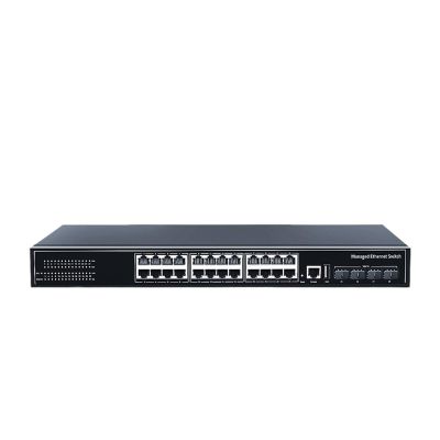 BAISULI Business Ethernet switches 28 Port Managed Ethernet Switch L3 10Gigabit Uplink Network Switcher 1000Mbps 24 Port Hub Internet Splitter 1U Rackmount