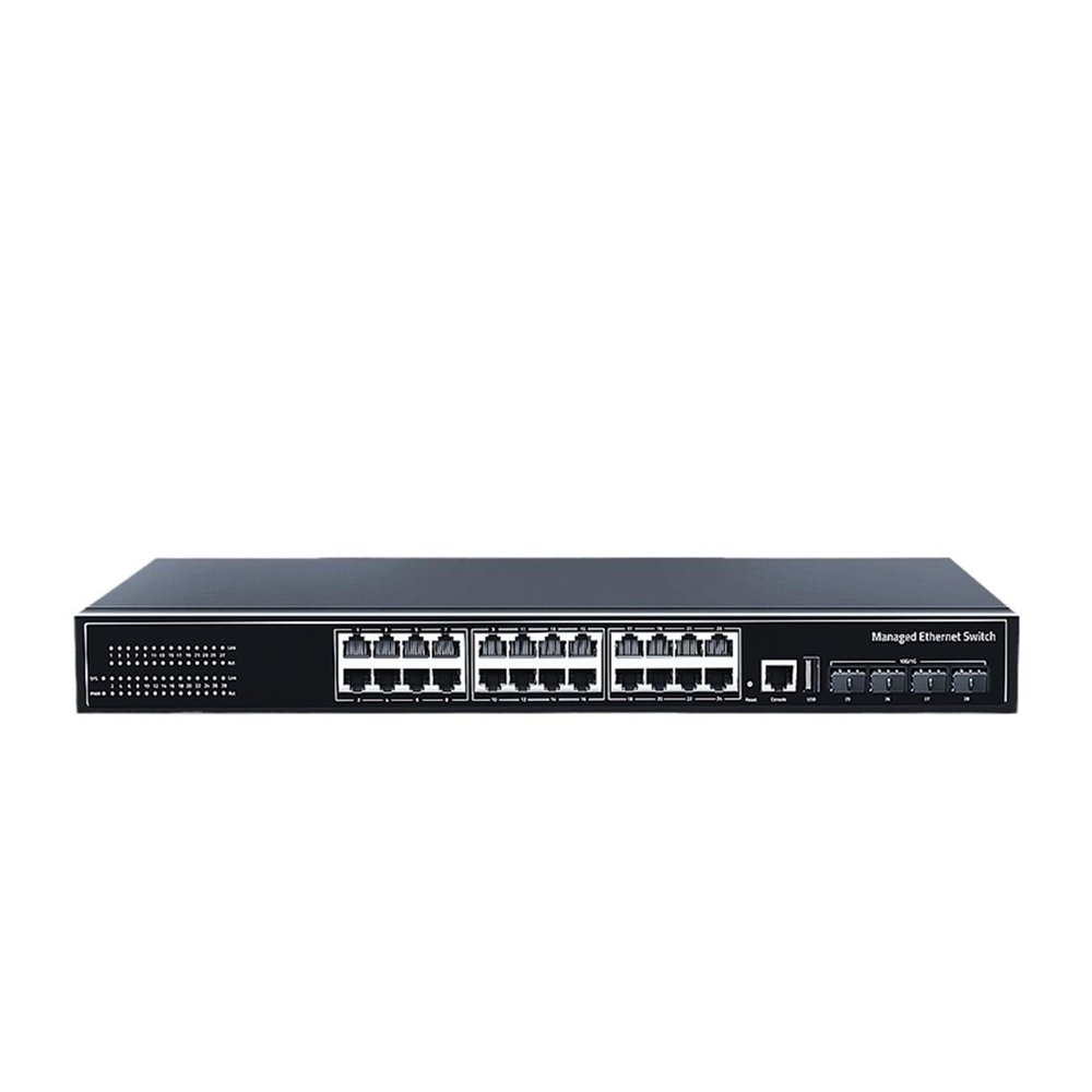 BAISULI Business Ethernet switches 28 Port Managed Ethernet Switch L3 10Gigabit Uplink Network Switcher 1000Mbps 24 Port Hub Internet Splitter 1U Rackmount