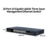 BAISULI Business Ethernet switches 28 Port Managed Ethernet Switch L3 10Gigabit Uplink Network Switcher 1000Mbps 24 Port Hub Internet Splitter 1U Rackmount view 2