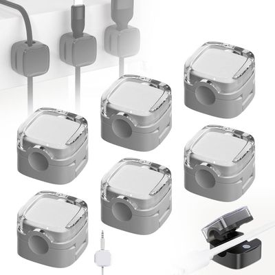 6 Pack Magnetic Cable Organizer & Storage Holder, 2024 USB Charging Cable Management Clips, Strong Adhesive Wire Holder (White)