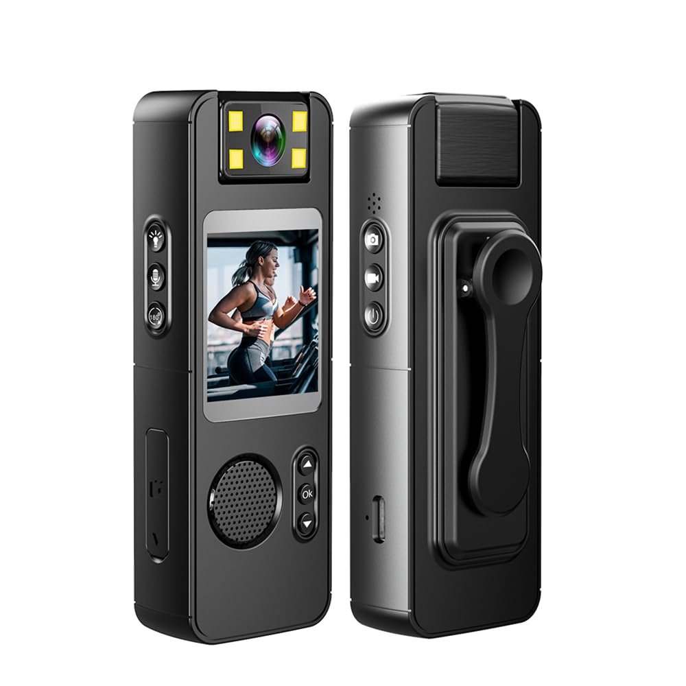 Camnoon 1080P Body Camera with Audio and Video Recording Wearable Body Cam WiFi Camera Camcorder with 180 Rotatable Lens LED Fill Lights Back Clip for Law Enforcement Delivery Personal Traveling