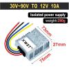 KNKQZXVDF DC to DC Isolated Converter 40-135V to 12V Step Down Buck Converter 48V 60V 90V 110V 120V to 12V Inverter for Audio LED(10A 75silver,40-120V-12V) view 2