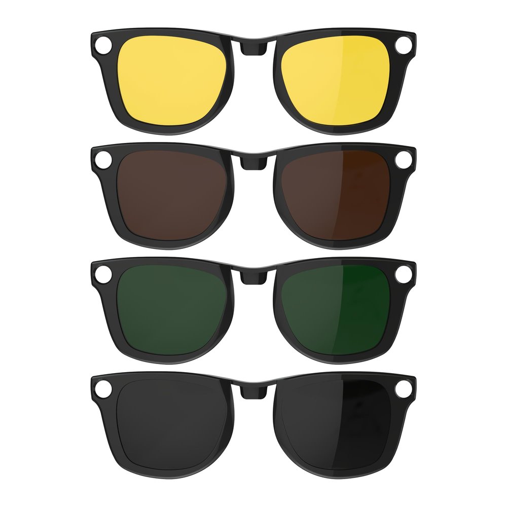 HIBLOKS 4Pcs Polarized Clip for Ray-Ban Meta Wayfarer RW4006 & Gen 2 RW4012 Regular (50-22), Shiny Black Frame Discoloration Clip-on for Meta Wayfarer Gen 2, (Black+Green+Brown+Yellow)