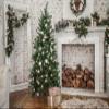 12x8ft Christmas Backdrop Fireplace Photography Background Christmas Tree and Christmas Boxes Backdrop Christmas Bauble Tinsel Decoration Indoor Christmas Festival Party Banner Photo Props view 1