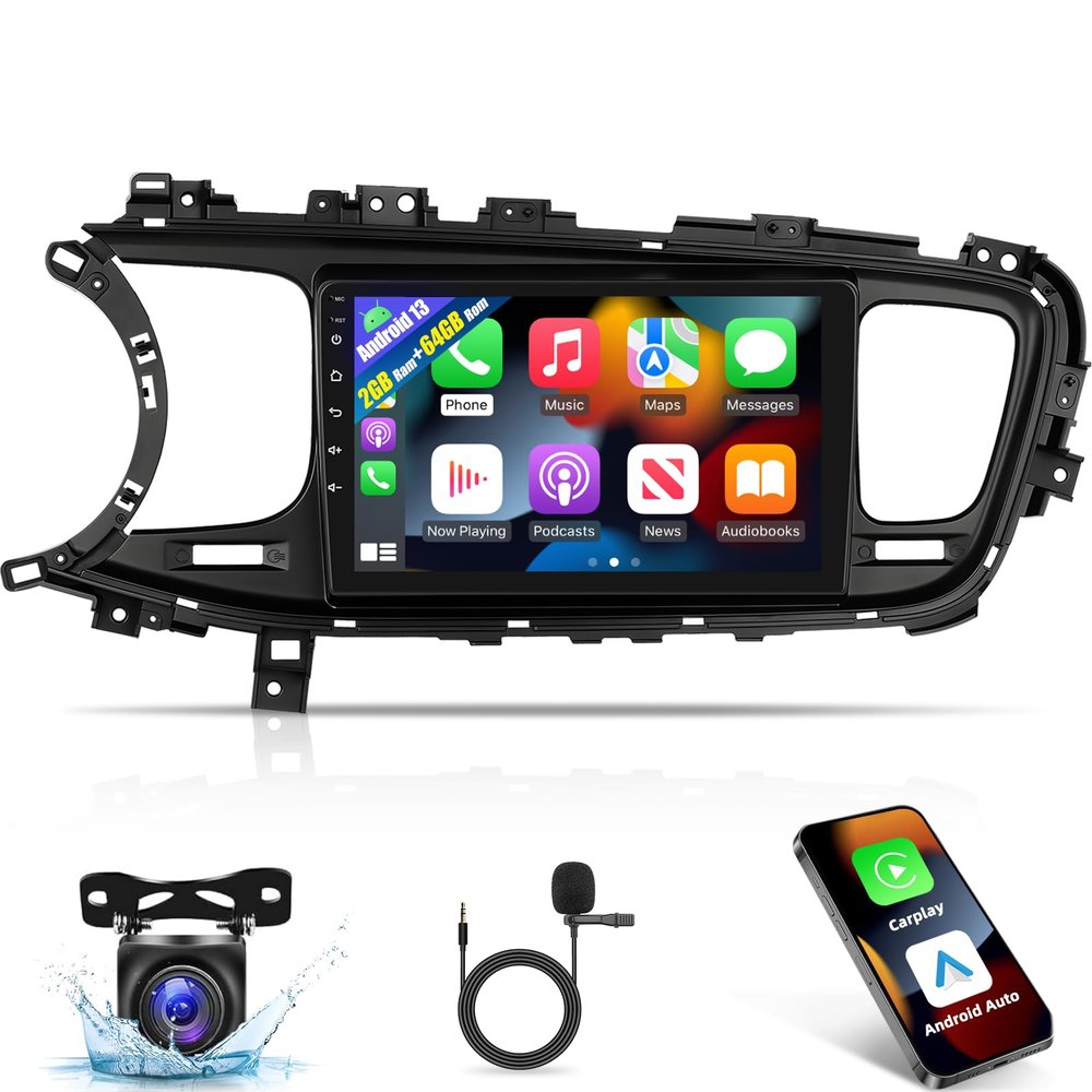 [2G+64G] Car Radio for Kia K5 Optima 2013 2014 2015, Android Kia K5 Stereo with 9 inch Touch Screen, Carplay/Android Auto/1080P/Bluetooth/WiFi +AHD Backup Camera