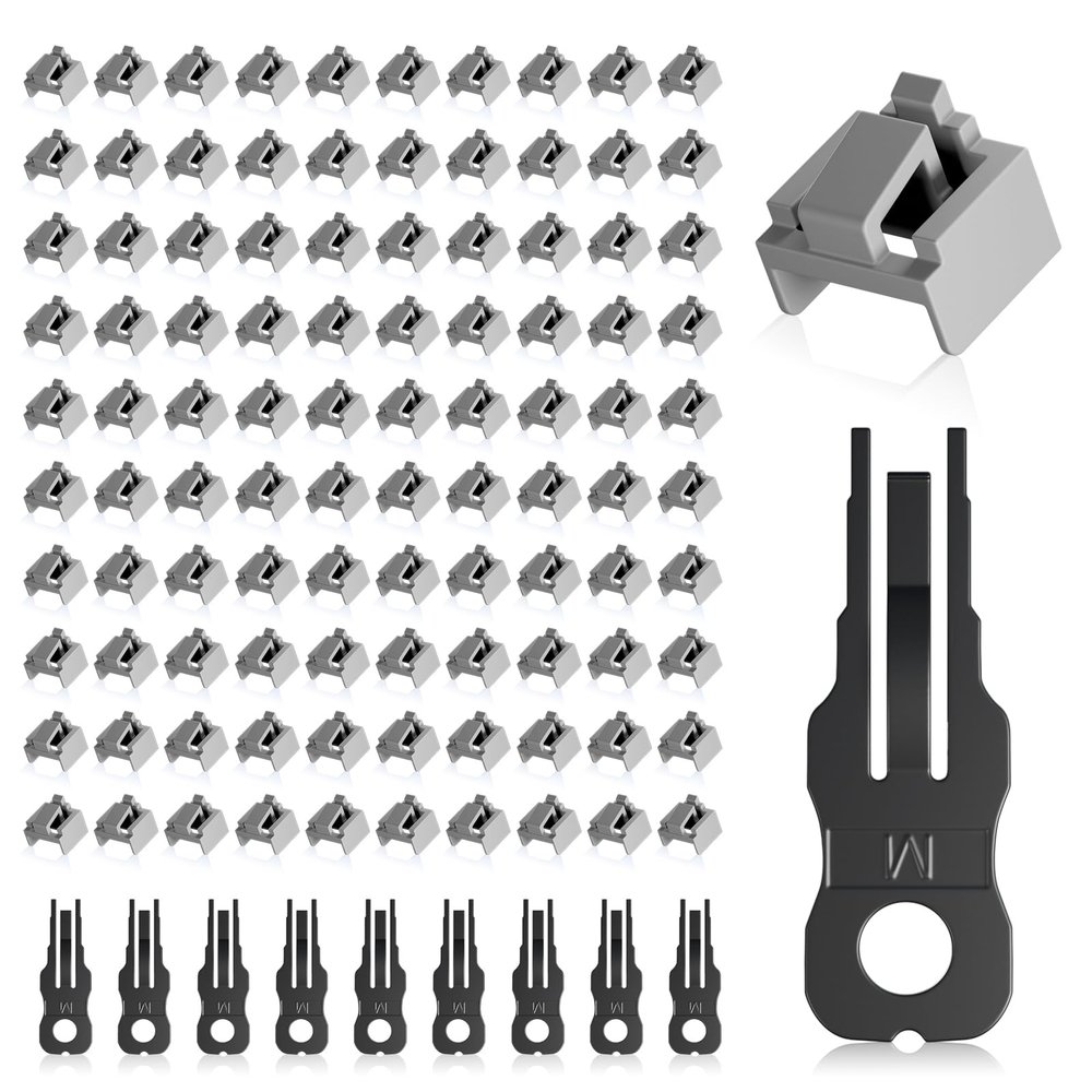 NataLink 100 Pcs RJ45 Port Lock with 10 Key, Locking RJ45 Port/Dust Blocker, RJ45 Dust Cover Cap Female Port Plugs Protector, Compatible RJ45 Port Devices, Grey