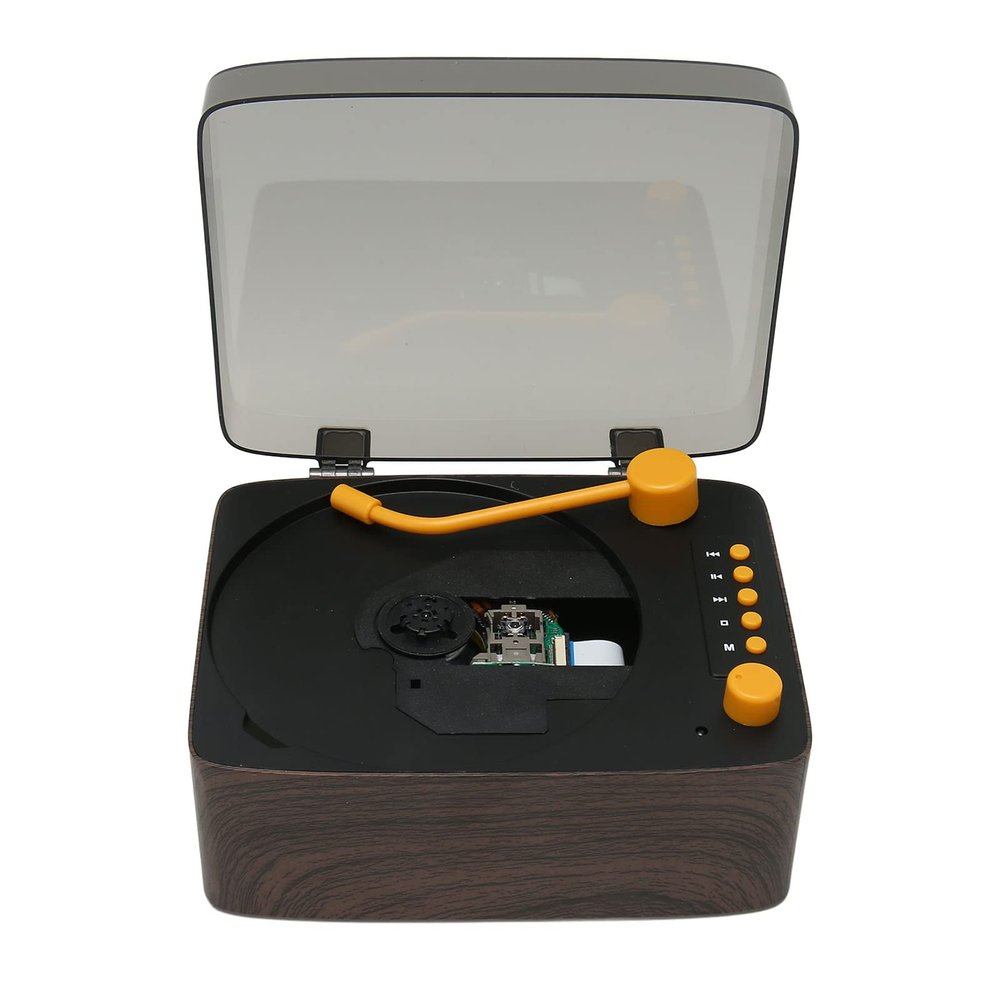 CD Player, Vintage BT Speaker CD Music Player, Portable Rechargeable HiFi BT Speaker CD Player for Home Car Travel