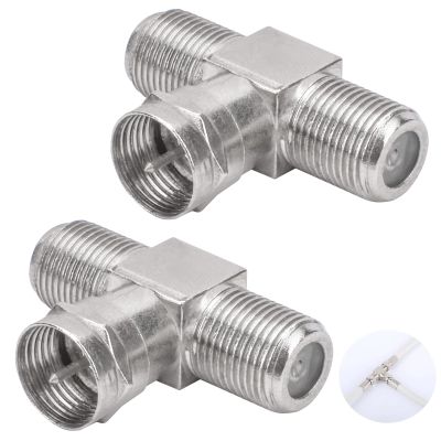 Sankoly 2-Pack F Type 3 Way Splitter TV Splitter 2 in 1 Coaxial Cable Splitter Adapter Connecter for TV Video VCR Antenna Cable Satellite
