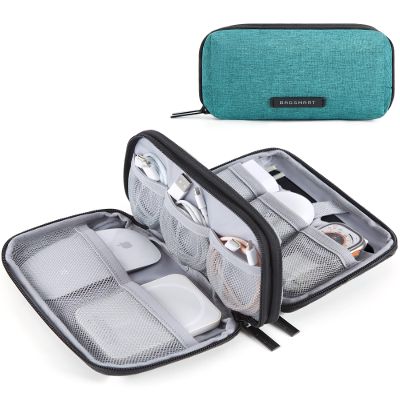 BAGSMART Electronics Organizer Travel Case, Cable Charger Cord Tech Organizer Pouch for Phone Charger Accessories, Bluish Green