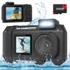 33FT 4K Underwater Camera, 48MP Waterproof Camera with 64G Card Rugged Dustproof Shockproof for Snorkeling, Autofocus Selfie Digital Camera for Diving, Dual-Screen Underwater Photograph Camera (Black) view 1