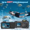 33FT 4K Underwater Camera, 48MP Waterproof Camera with 64G Card Rugged Dustproof Shockproof for Snorkeling, Autofocus Selfie Digital Camera for Diving, Dual-Screen Underwater Photograph Camera (Black) view 2