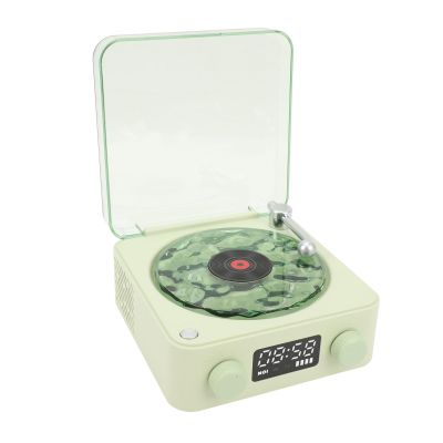 Zunate Waves Player Bluetooth, Vintage Record Player Portable, Wire Less Turntable Stereo Speaker - 4 Modes, Adjustable Lights, Retro Clock Speaker for Home Bedroom (Green)