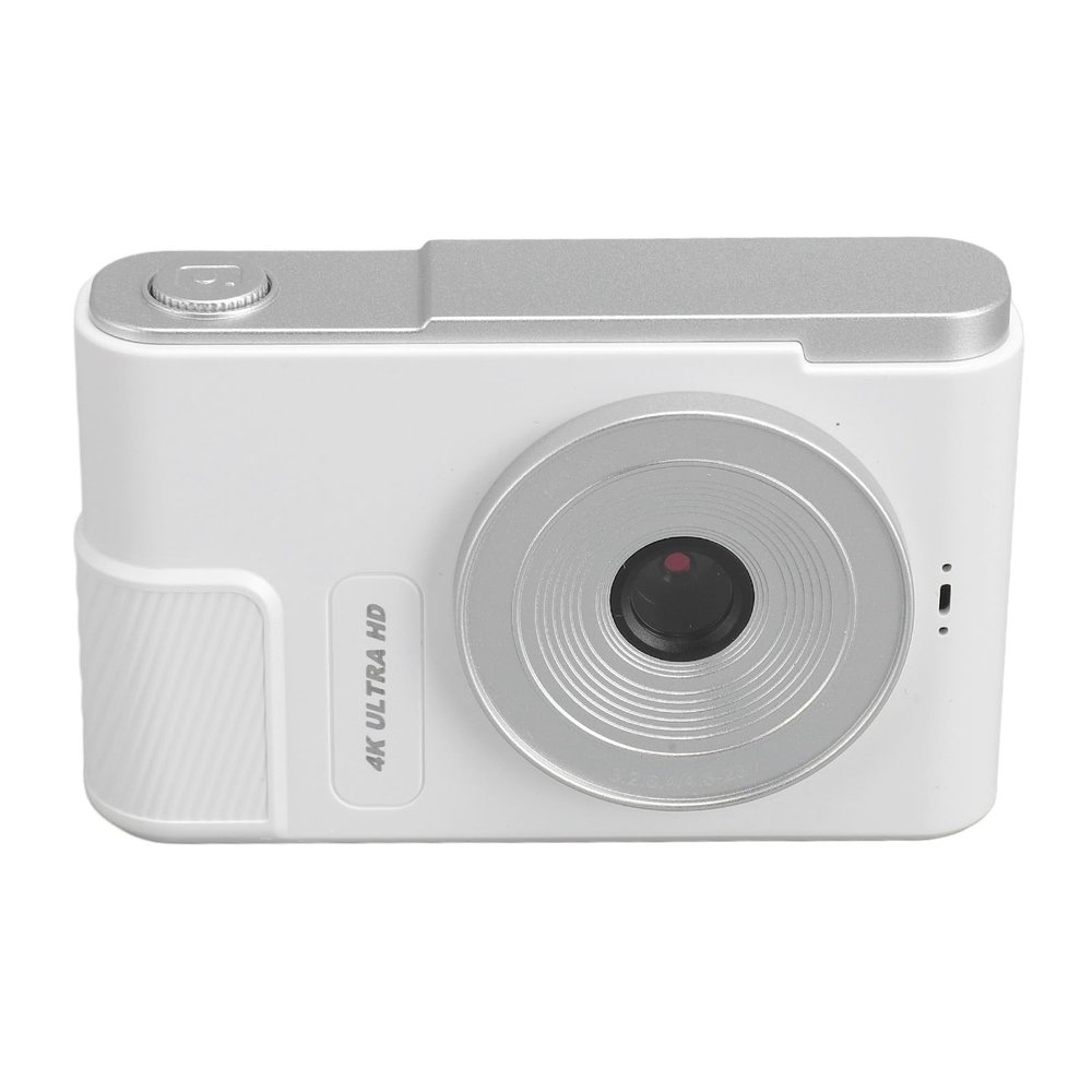 Zyyini Digital Cameras, 4K HD Camera, 48MP Point and Shoot Vlogging Camera with 16X Zoom, 2.4 Inch Screen Small Compact Camera for Kids Students Vlog (White)