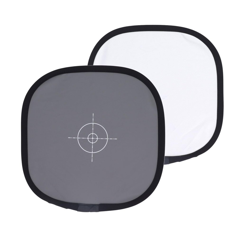 PU Leather Grey Card White Balance Card 18% Neutral Gray Photography Focus Board, Portable and Foldable, with Carry Pouch, for Product Photography, Fill in Lighting