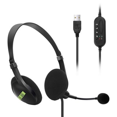 BTSEURY Wired Headset for Laptop, USB Headphone with Microphone, Earphone Gaming Headset with Microphone, Computer Headsets (Black)