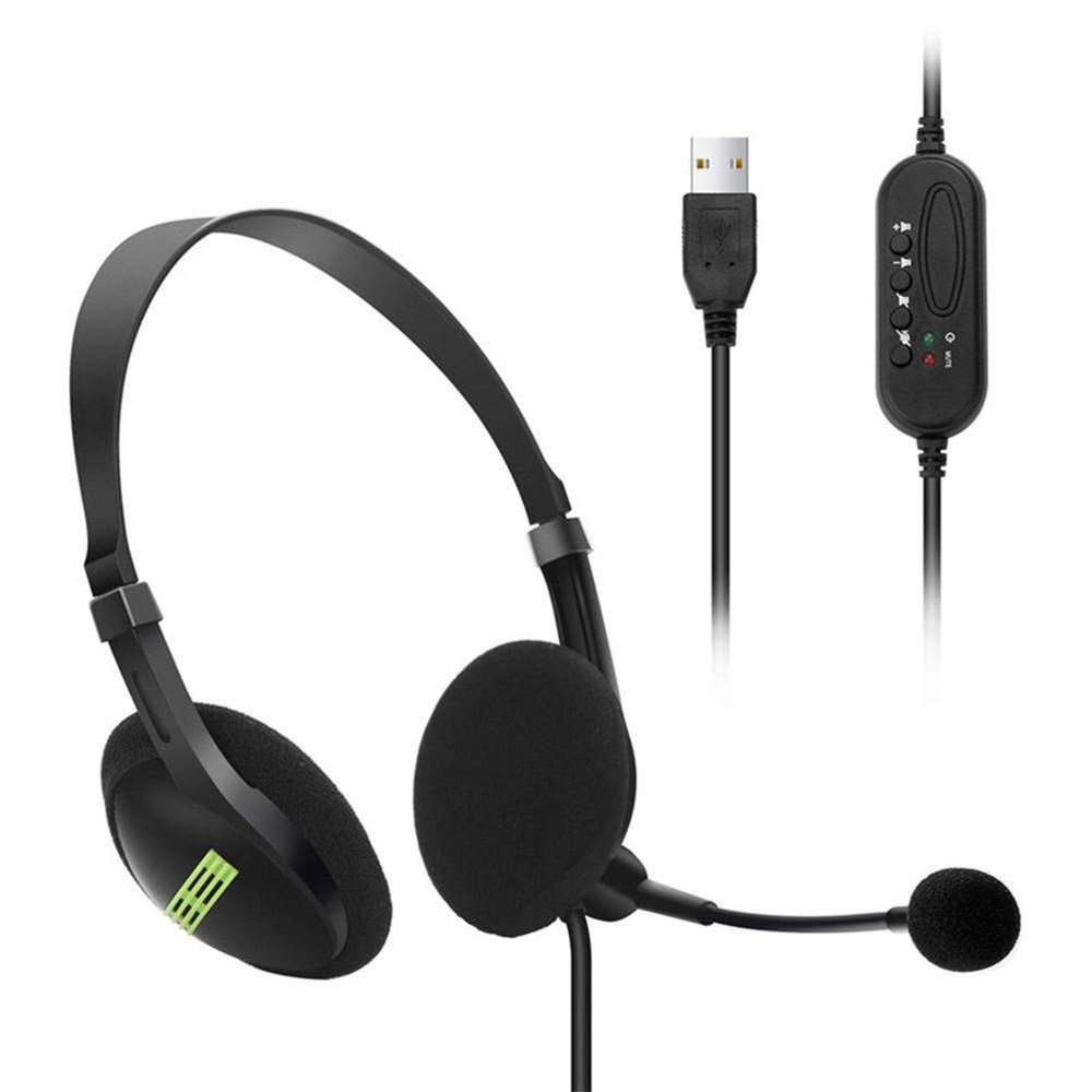 BTSEURY Wired Headset for Laptop, USB Headphone with Microphone, Earphone Gaming Headset with Microphone, Computer Headsets (Black)