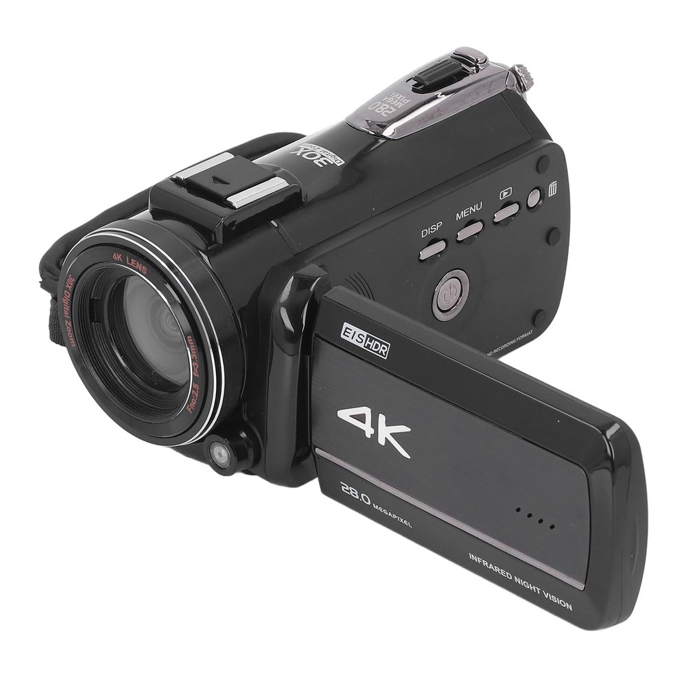 Fockety 4K Video Camera, 28MP 3.0 Inch 270 Degree Rotation 30X Smart Zoom Vlogging Camera Built in Dual Microphones Infrared Night Vision 2000Mah Battery Camera Recorder
